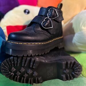 Dr. Martens black heart boots with silver buckles
